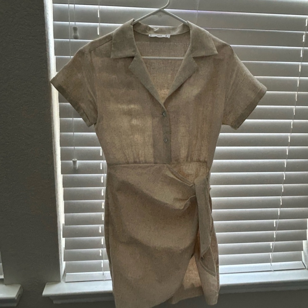 Mango Linen Blend Wrap Dress